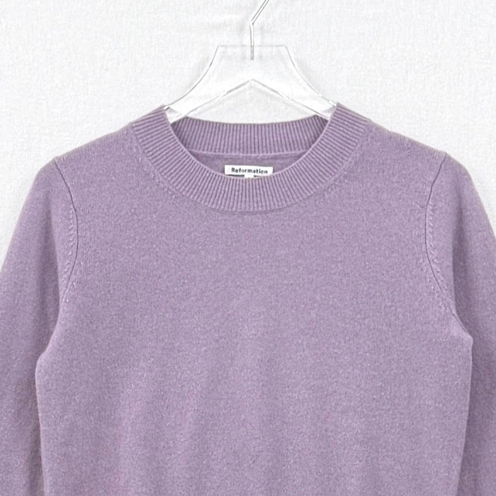 Reformation Sweater Women Small Purple Cashmere Knit Long Sleeve Crewneck - Picture 8 of 16